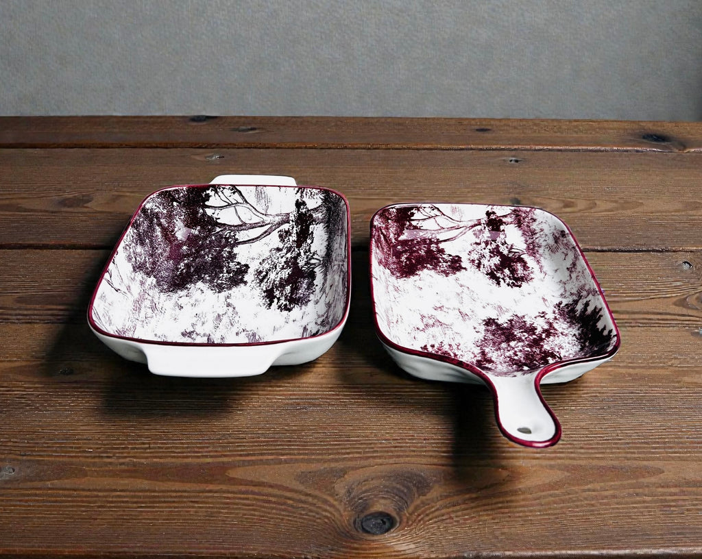 Crimson Earth Porcelain Platter Set (Set of 2)