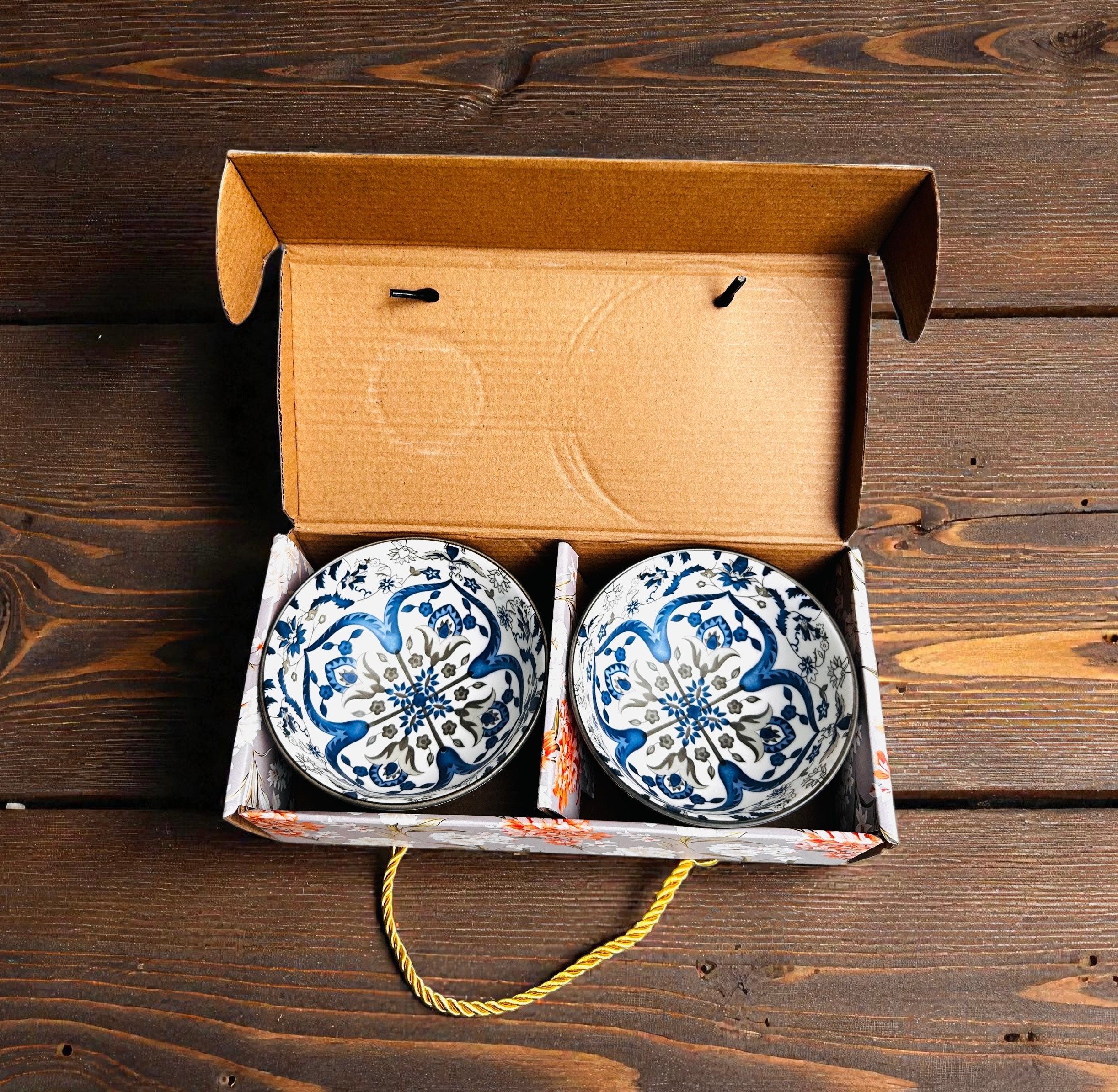 Blue Medallion Porcelain Serving Bowls (Set of 2)