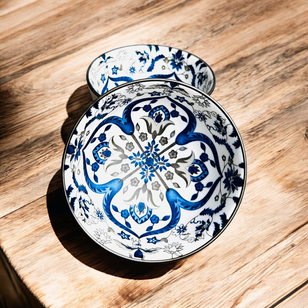 Blue Medallion Porcelain Serving Bowls (Set of 2)