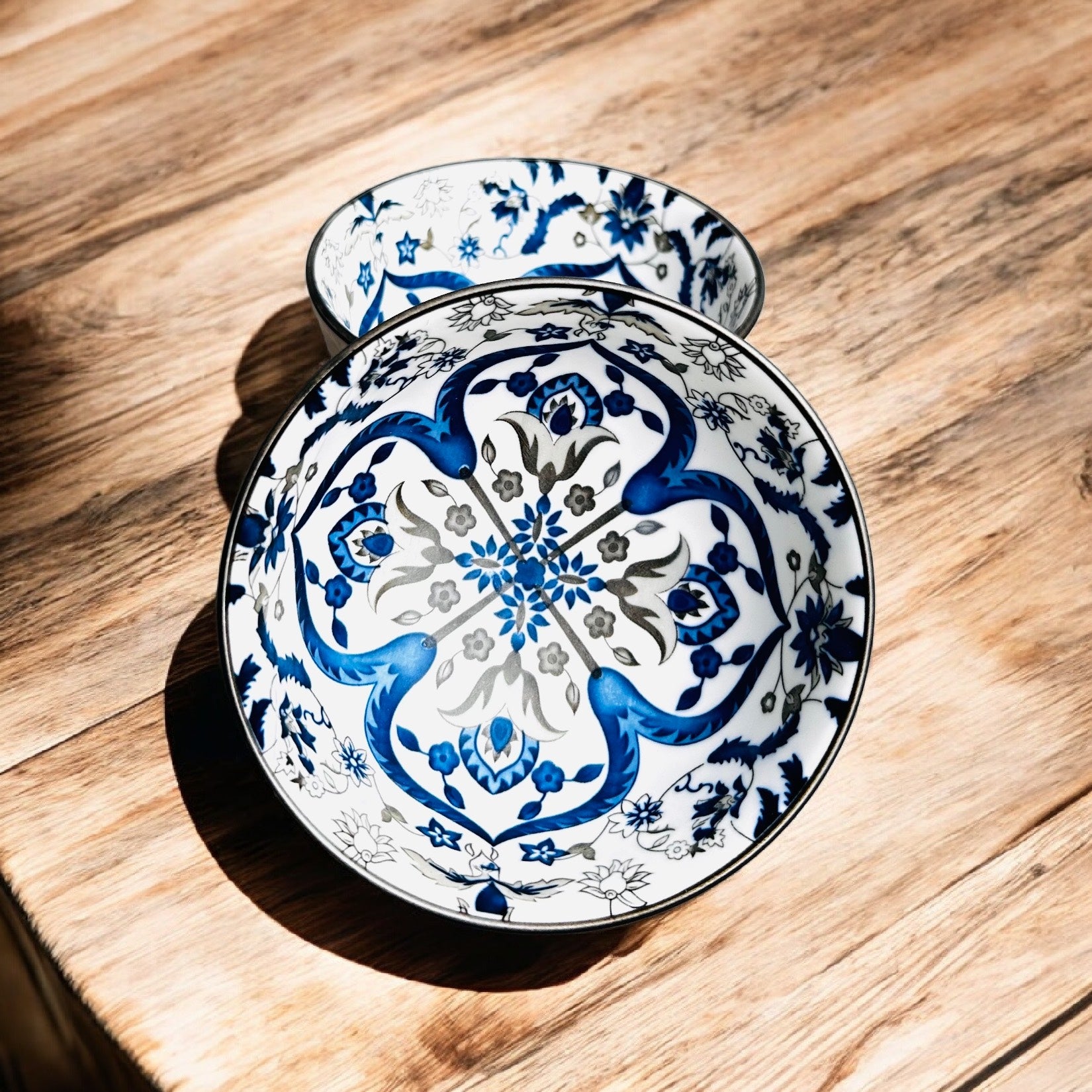 Blue Medallion Porcelain Serving Bowls (Set of 2)