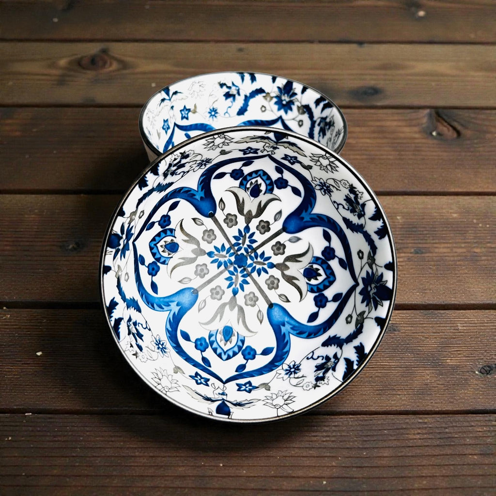 Blue Medallion Porcelain Serving Bowls (Set of 2)