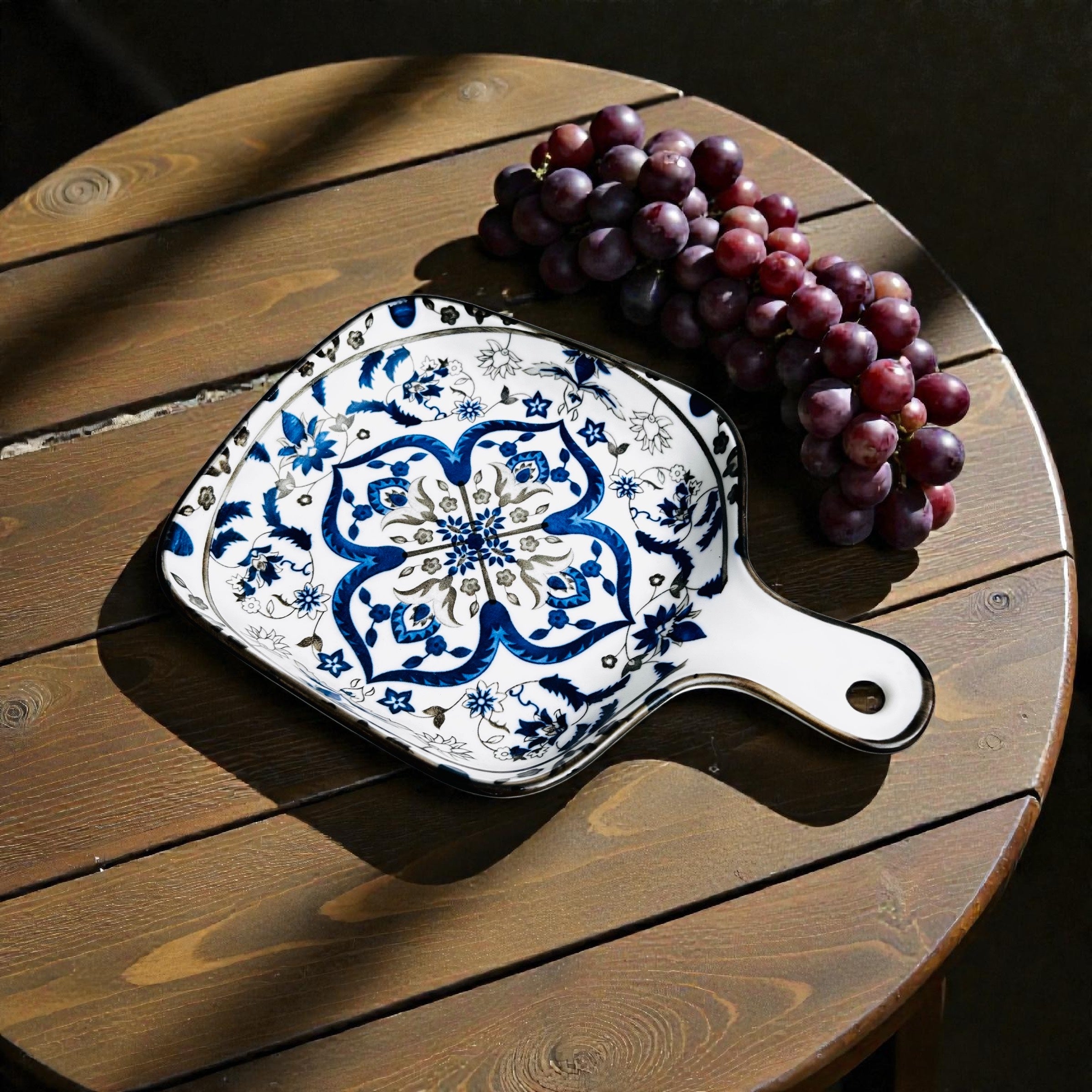 Indigo Medallion Porcelain Handled Platter Set (Set of 2)