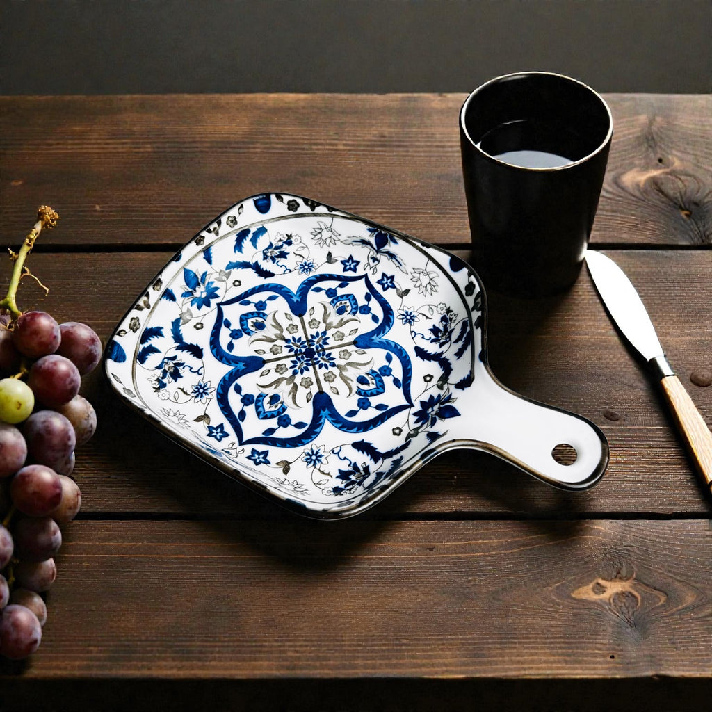 Indigo Medallion Porcelain Handled Platter Set (Set of 2)