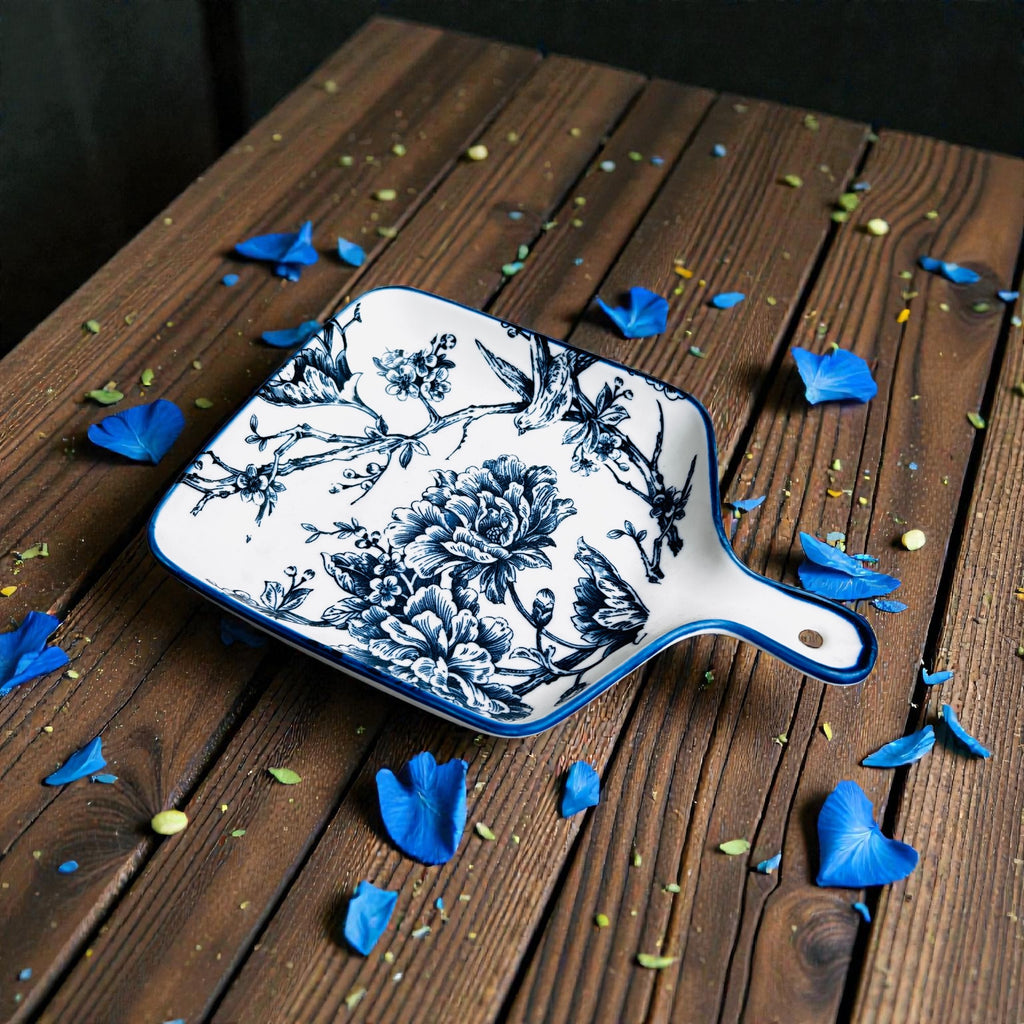 Blue Garden Porcelain Serving Platter Set (Set of 4)