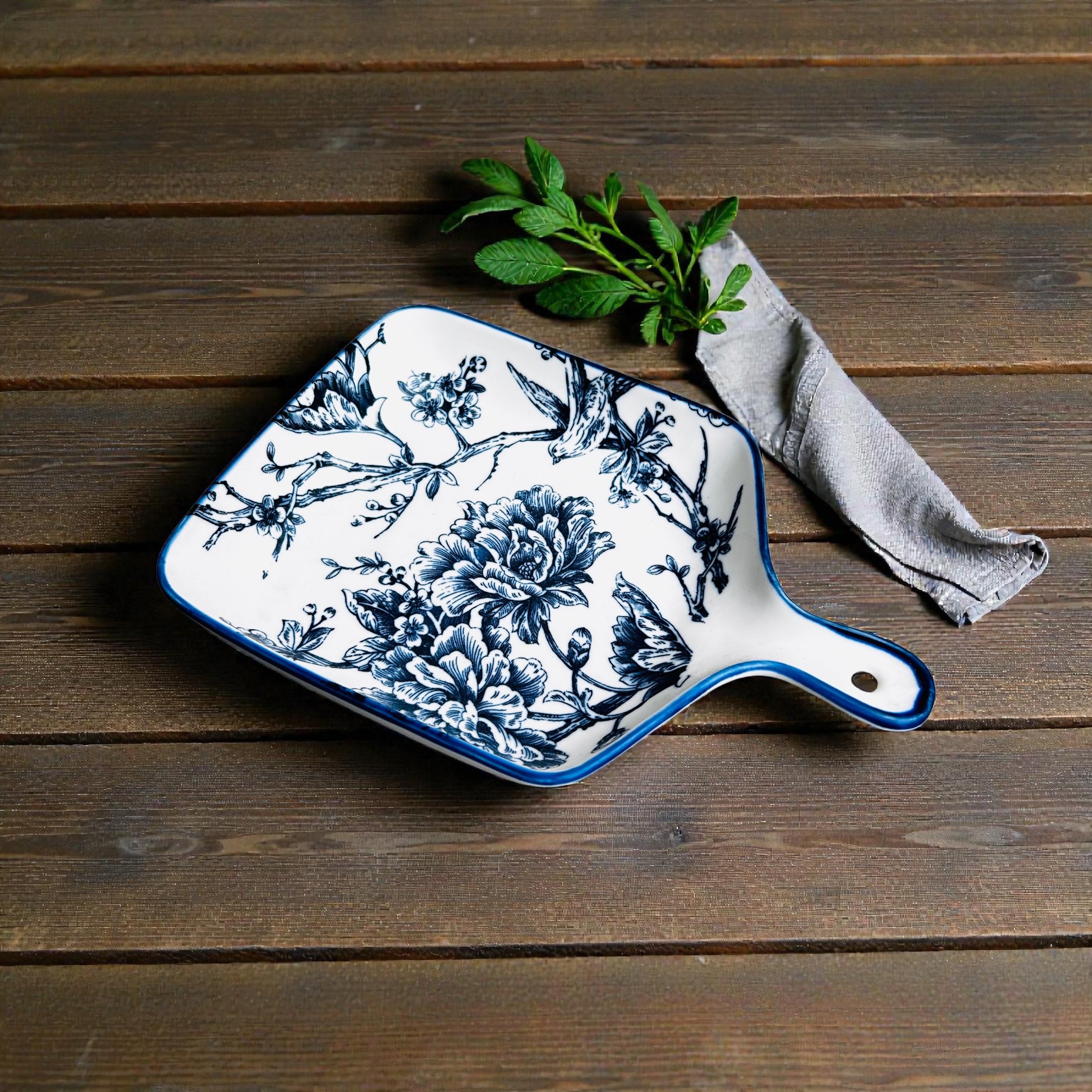 Blue Garden Porcelain Serving Platter Set (Set of 4)