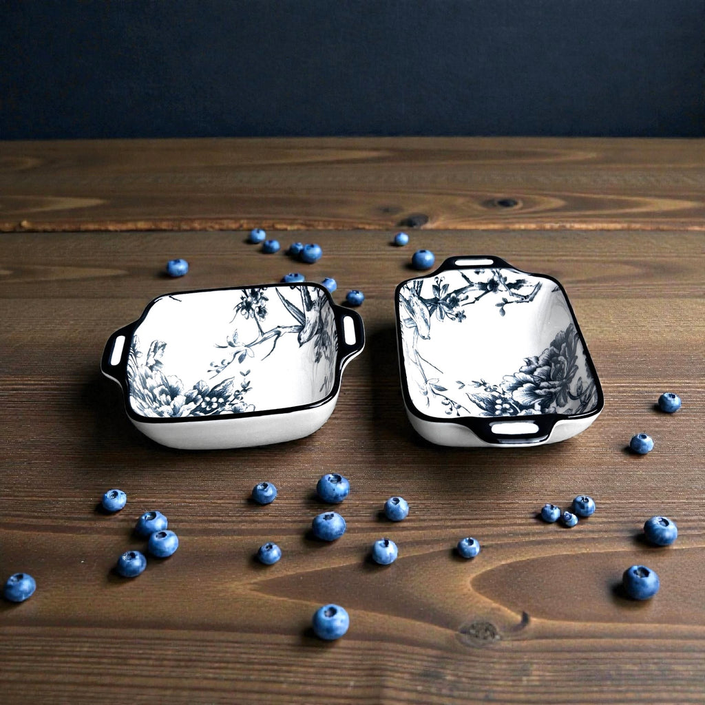 Midnight Garden Porcelain Serving Platter Set (Set of 4)