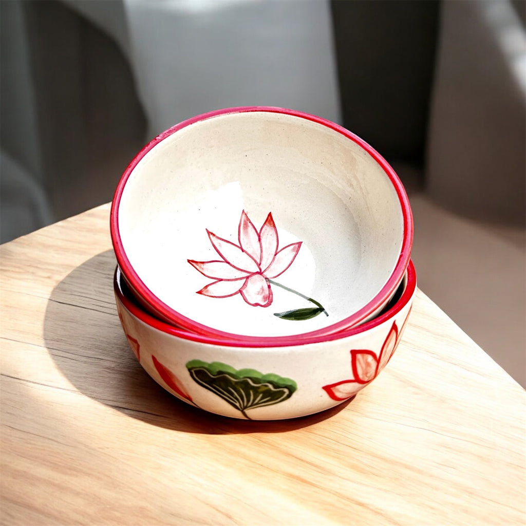 Lotus Bloom Handcrafted Ceramic Bowl Set (2 Pc.)