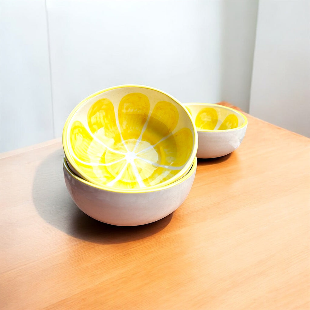 Citrus Bloom Collection – Lime Hand-Painted Ceramic Bowls (2 Pc.)