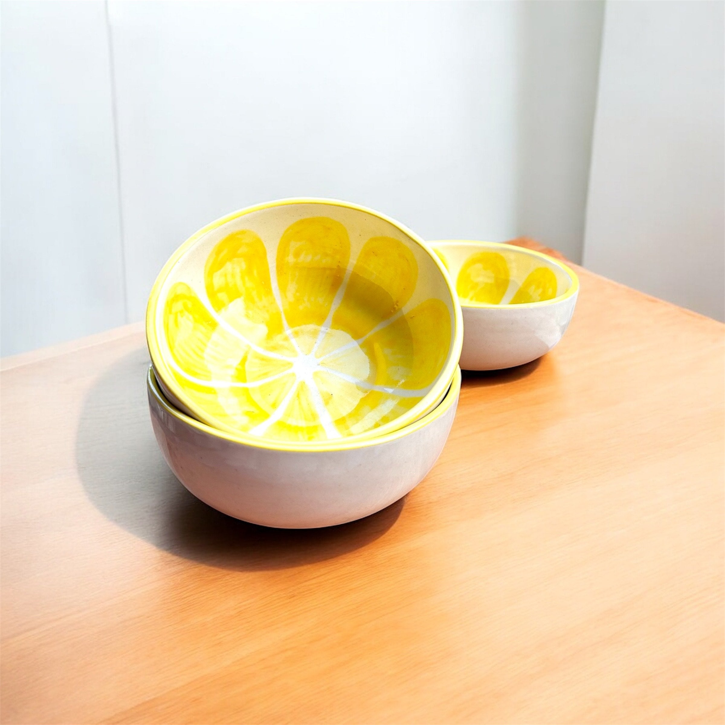 Citrus Bloom Collection – Lime Hand-Painted Ceramic Bowls (2 Pc.)