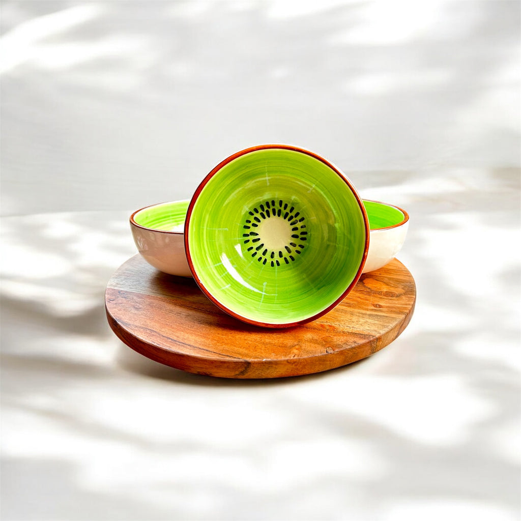 Kiwi Splash Handcrafted Ceramic Bowl (2 Pc.)