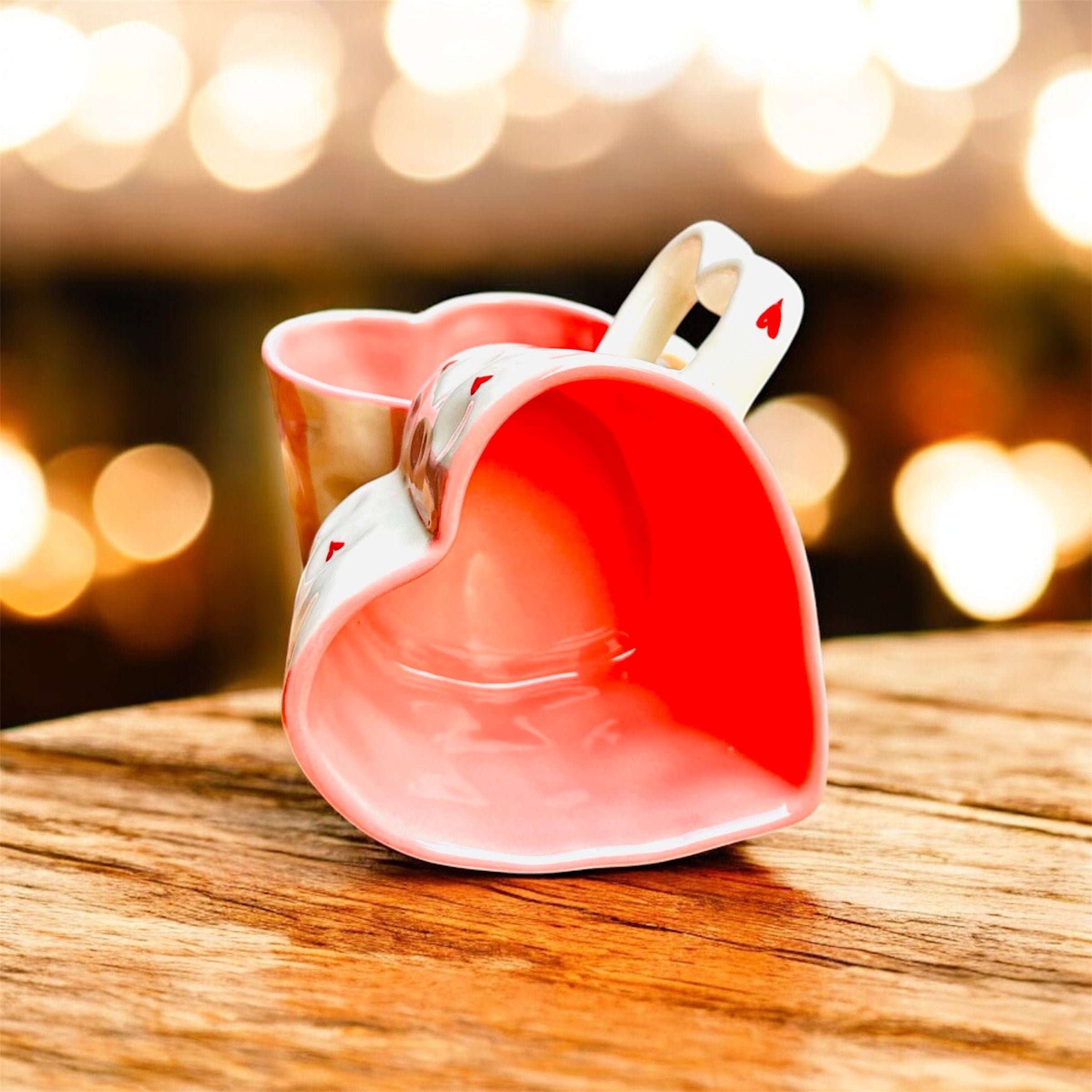 My Heart, Your Coffee— Handcrafted Heart-Shaped Ceramic Mug for Valentine's Day Gifting (1Pc.)