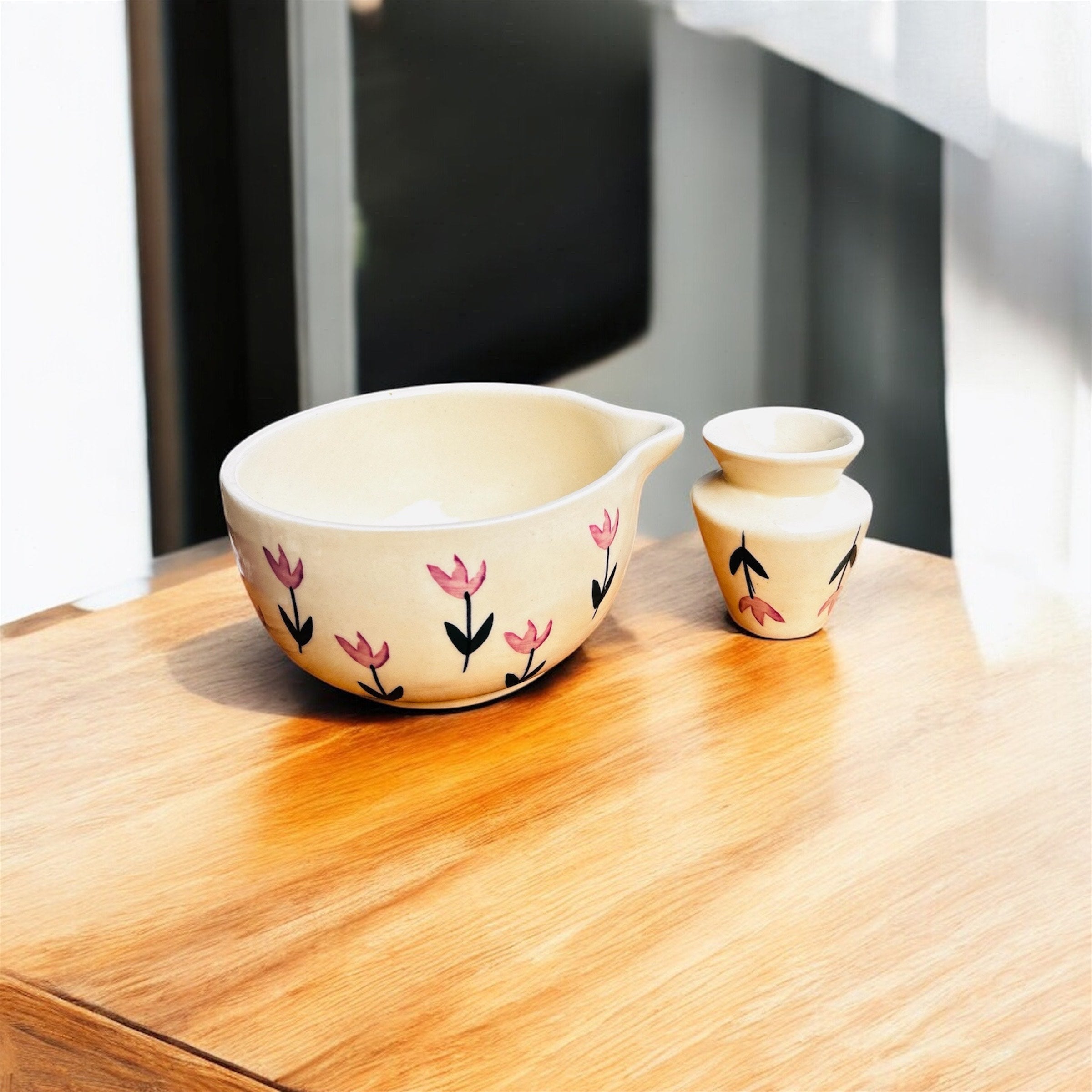 Pink Blossom Handcrafted Ceramic Matcha Set - Premium Ceramic & 100% Chemical Free