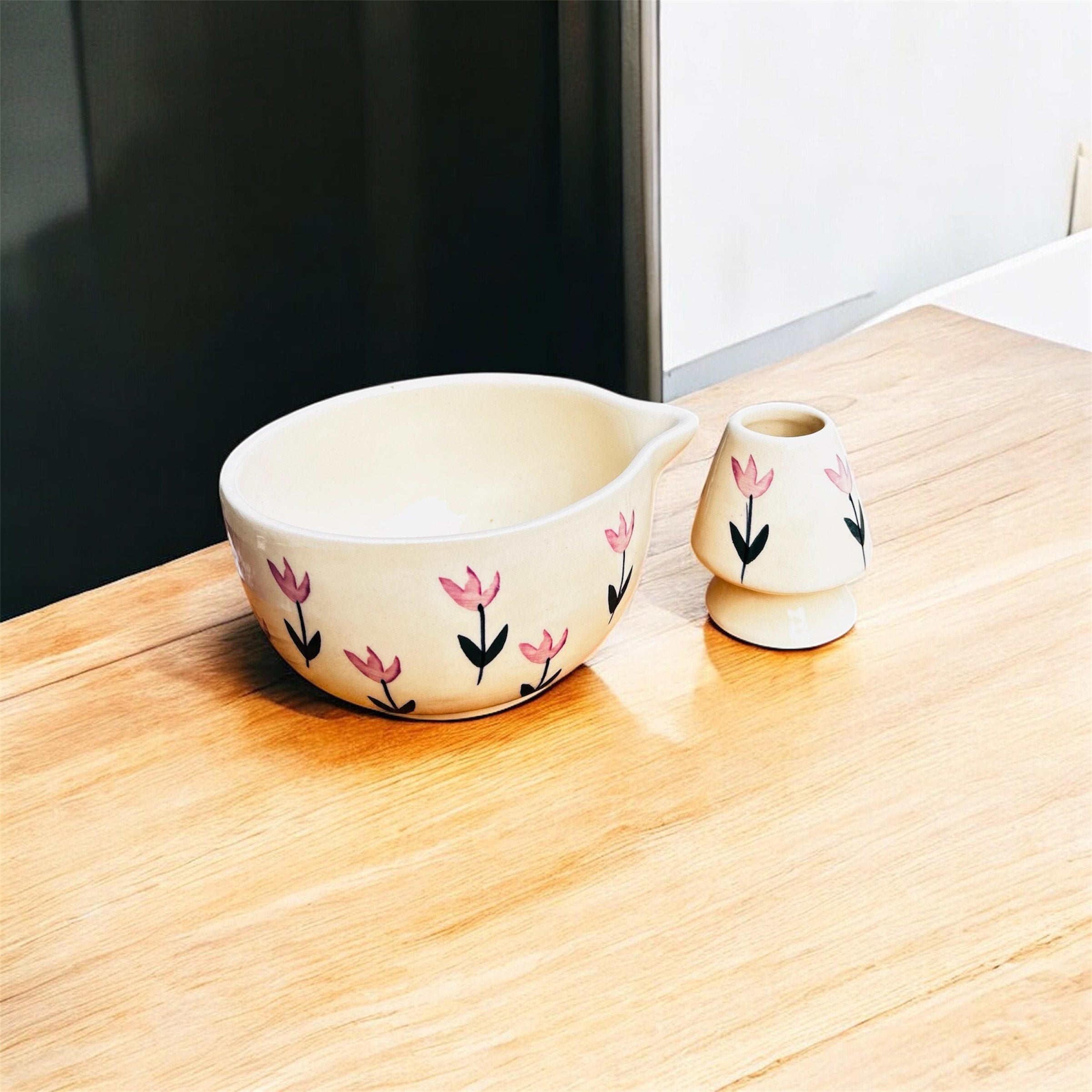 Pink Blossom Handcrafted Ceramic Matcha Set - Premium Ceramic & 100% Chemical Free