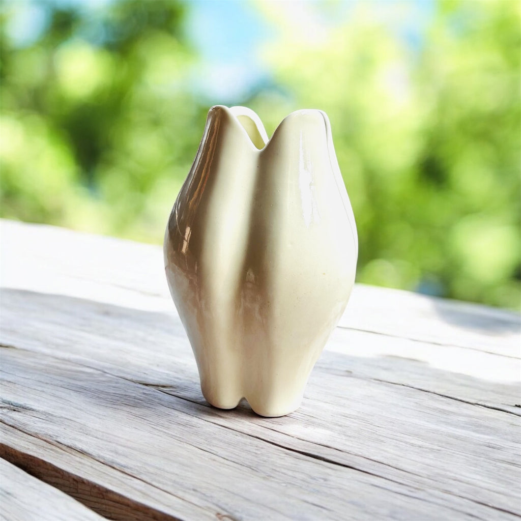 Ivory Wave Lotus Ceramic Vase
