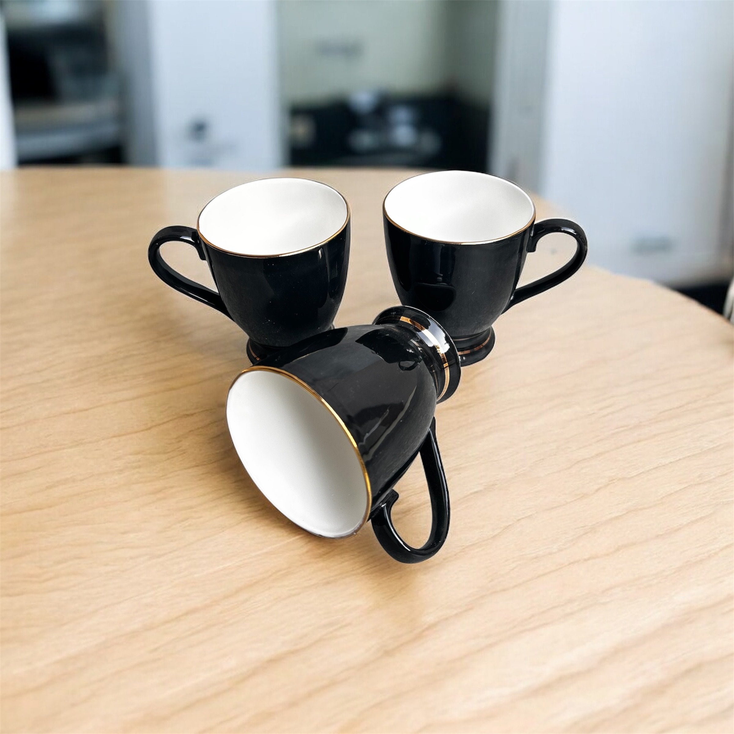 Imperial Noir Mug (6-Piece) - Made of Fine Premium Porcelain, 100% Chemical Free, Gold Lining