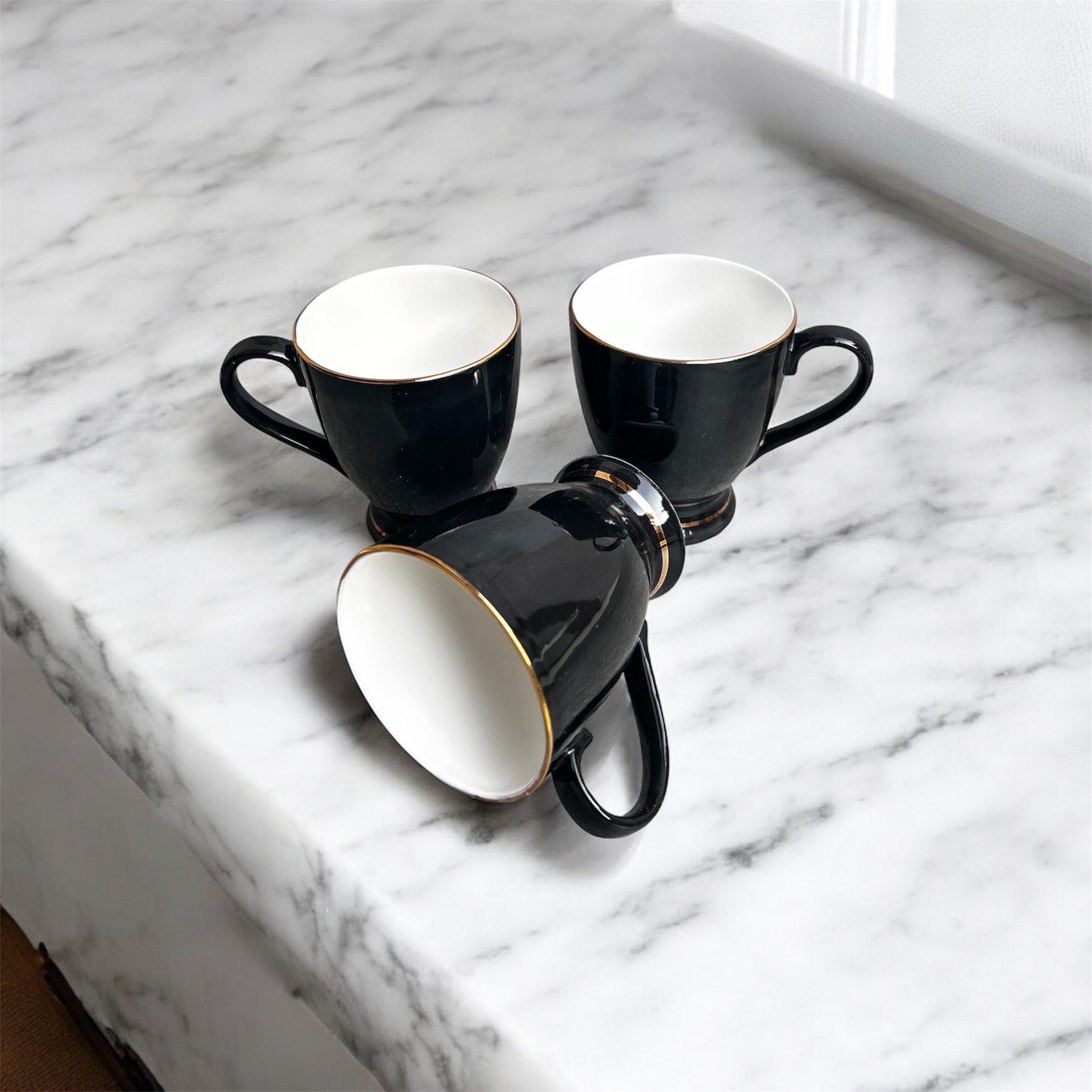 Imperial Noir Mug (6-Piece) - Made of Fine Premium Porcelain, 100% Chemical Free, Gold Lining