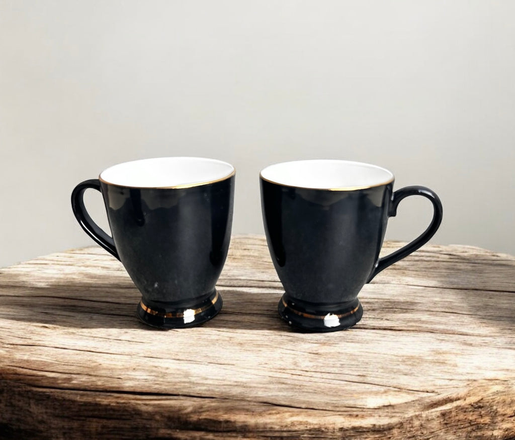 Imperial Noir Mug (6-Piece) - Made of Fine Premium Porcelain, 100% Chemical Free, Gold Lining