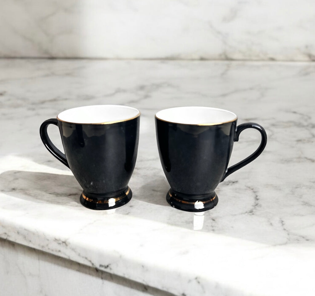 Imperial Noir Mug (6-Piece) - Made of Fine Premium Porcelain, 100% Chemical Free, Gold Lining