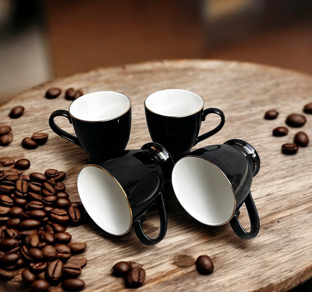 Imperial Noir Mug (6-Piece) - Made of Fine Premium Porcelain, 100% Chemical Free, Gold Lining