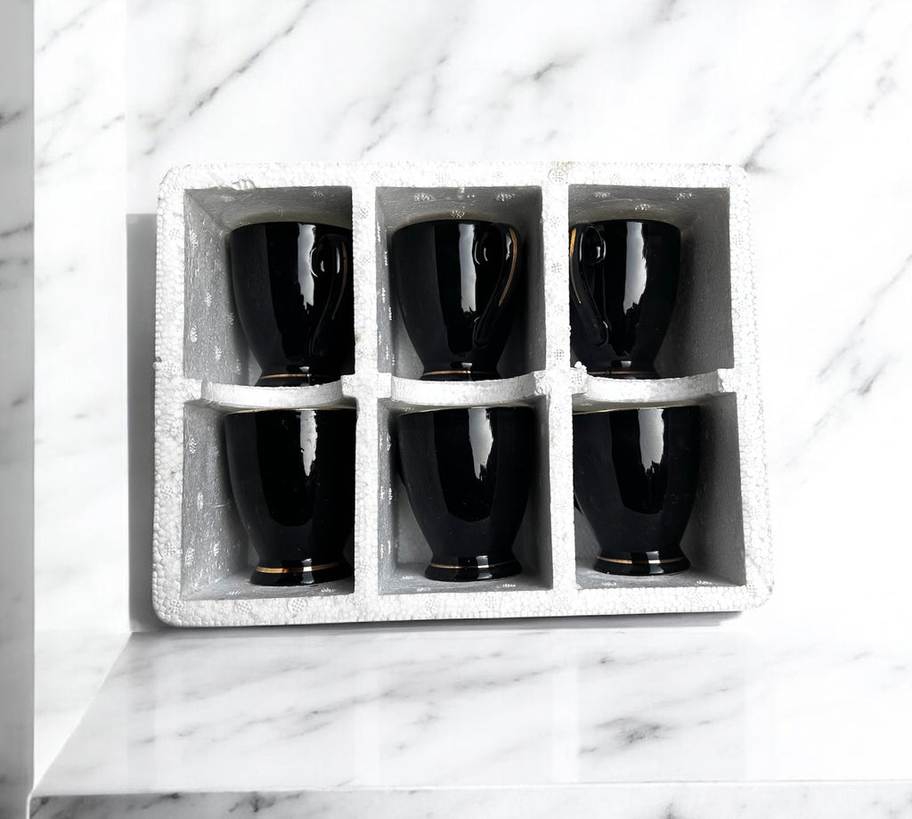 Imperial Noir Mug (6-Piece) - Made of Fine Premium Porcelain, 100% Chemical Free, Gold Lining