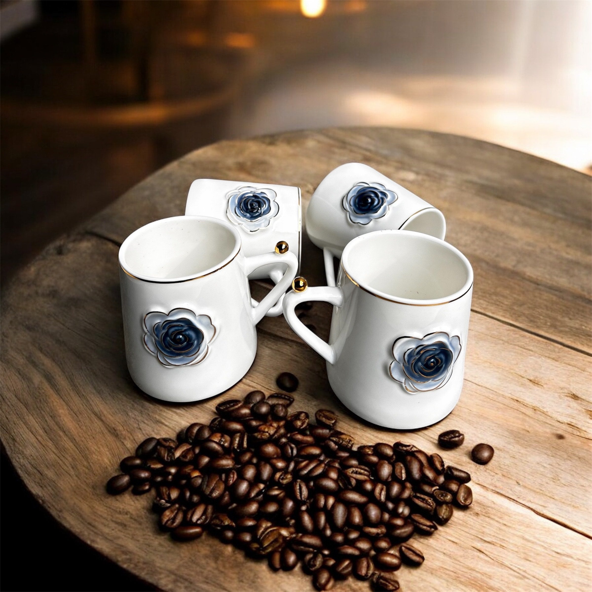 Azure Rosette Royale Mug Set (6-Piece)