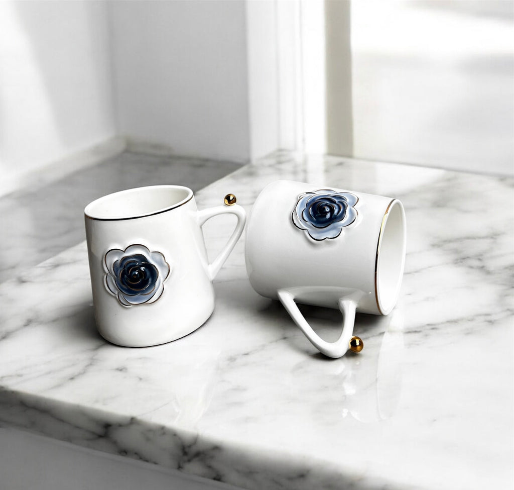 Azure Rosette Royale Mug Set (6-Piece)