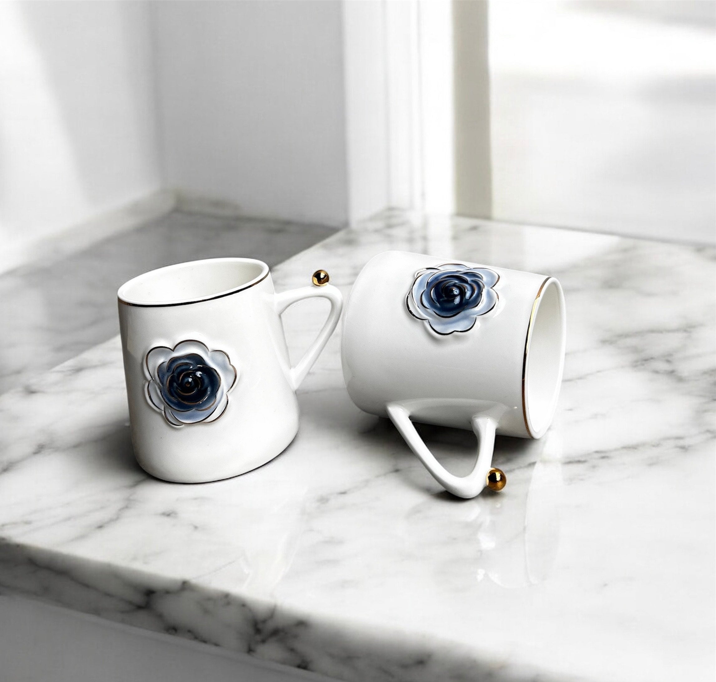 Azure Rosette Royale Mug Set (6-Piece)