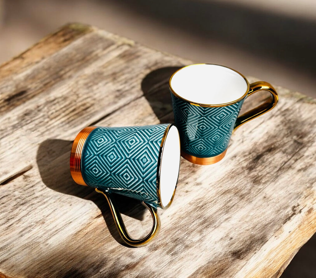 Teal Chevron Royale Mug (2-Piece)