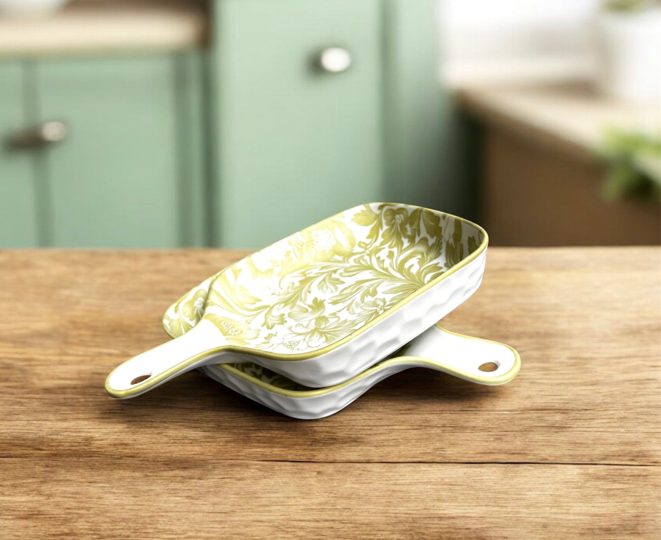 Vintage Meadow Porcelain Handled Platter Set (Set of 2)