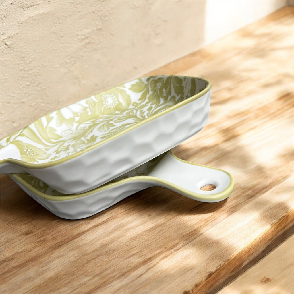 Verdant Bloom Porcelain Serving Platter Set (4-Piece)