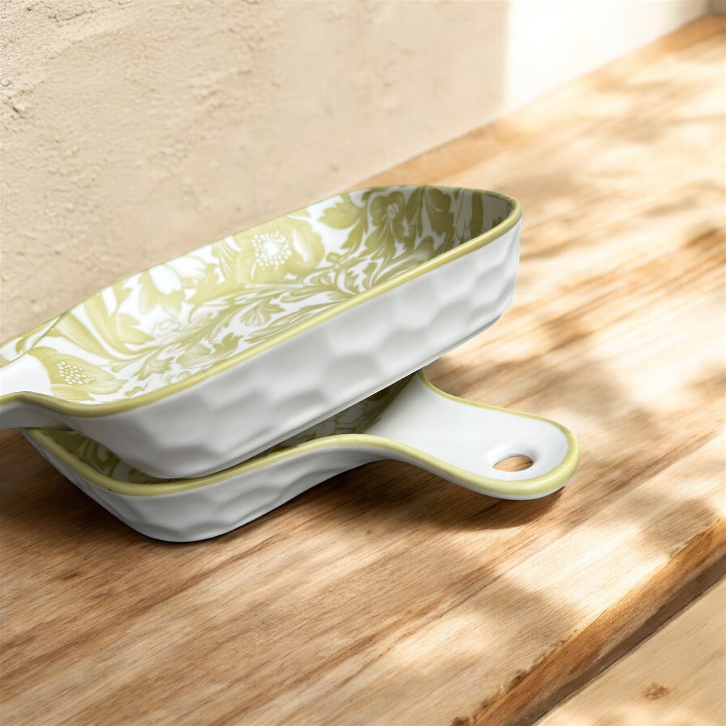 Vintage Meadow Porcelain Handled Platter Set (Set of 2)