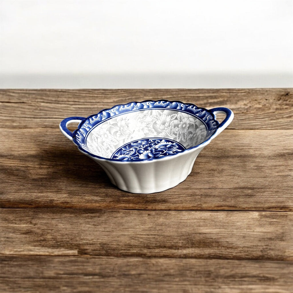 Blue Royale Floral Porcelain Platter & Dip Bowl Set (Set of 4)