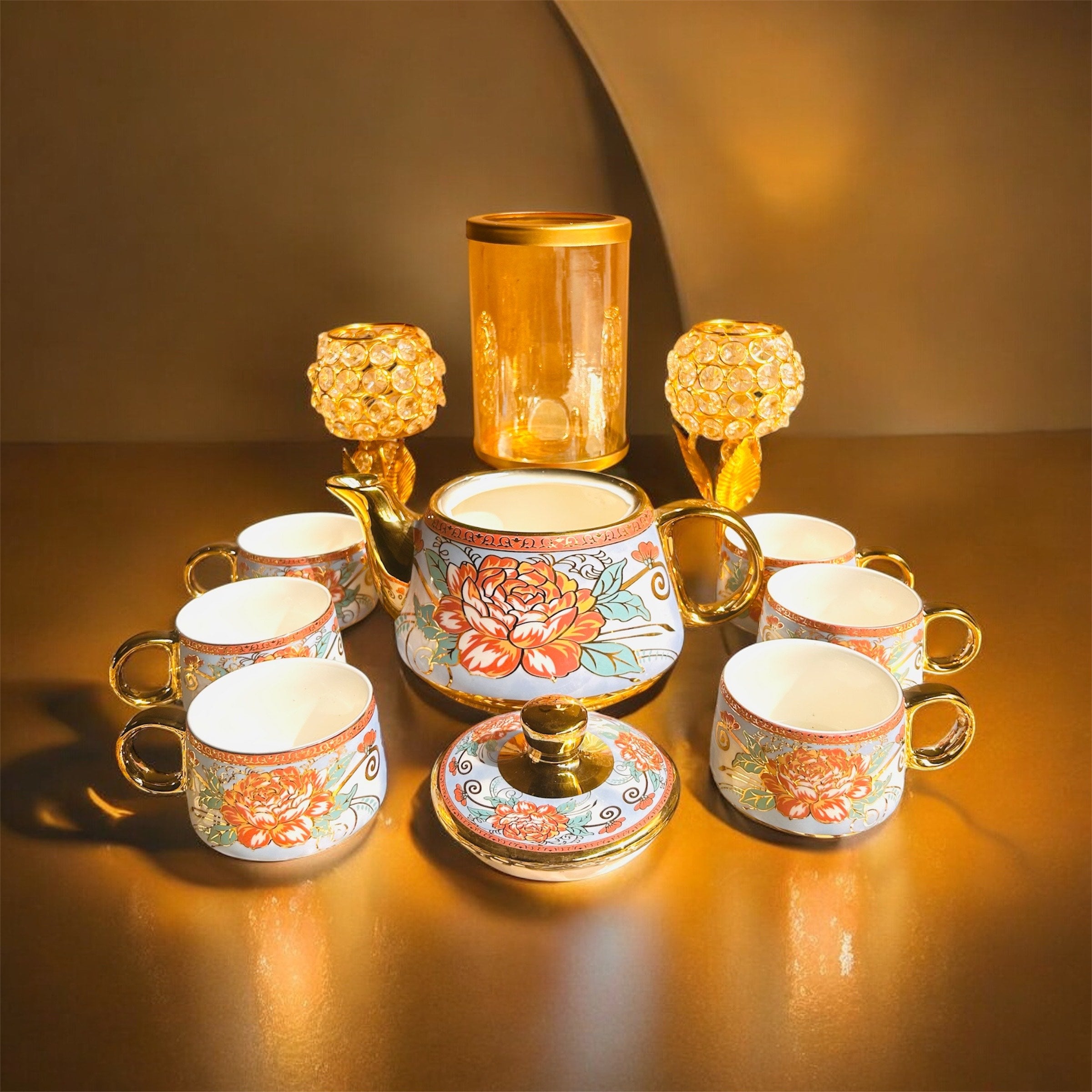 Maharani Garden Royal Tea Set - 100% Chemical Free, Fine Premium Ceramic, Made in Turkey