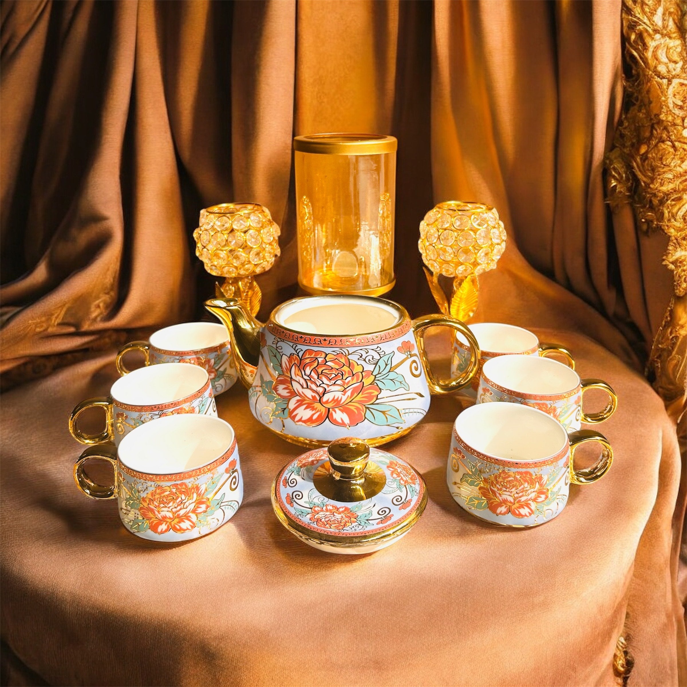 Maharani Garden Royal Tea Set - 100% Chemical Free, Fine Premium Ceramic, Made in Turkey