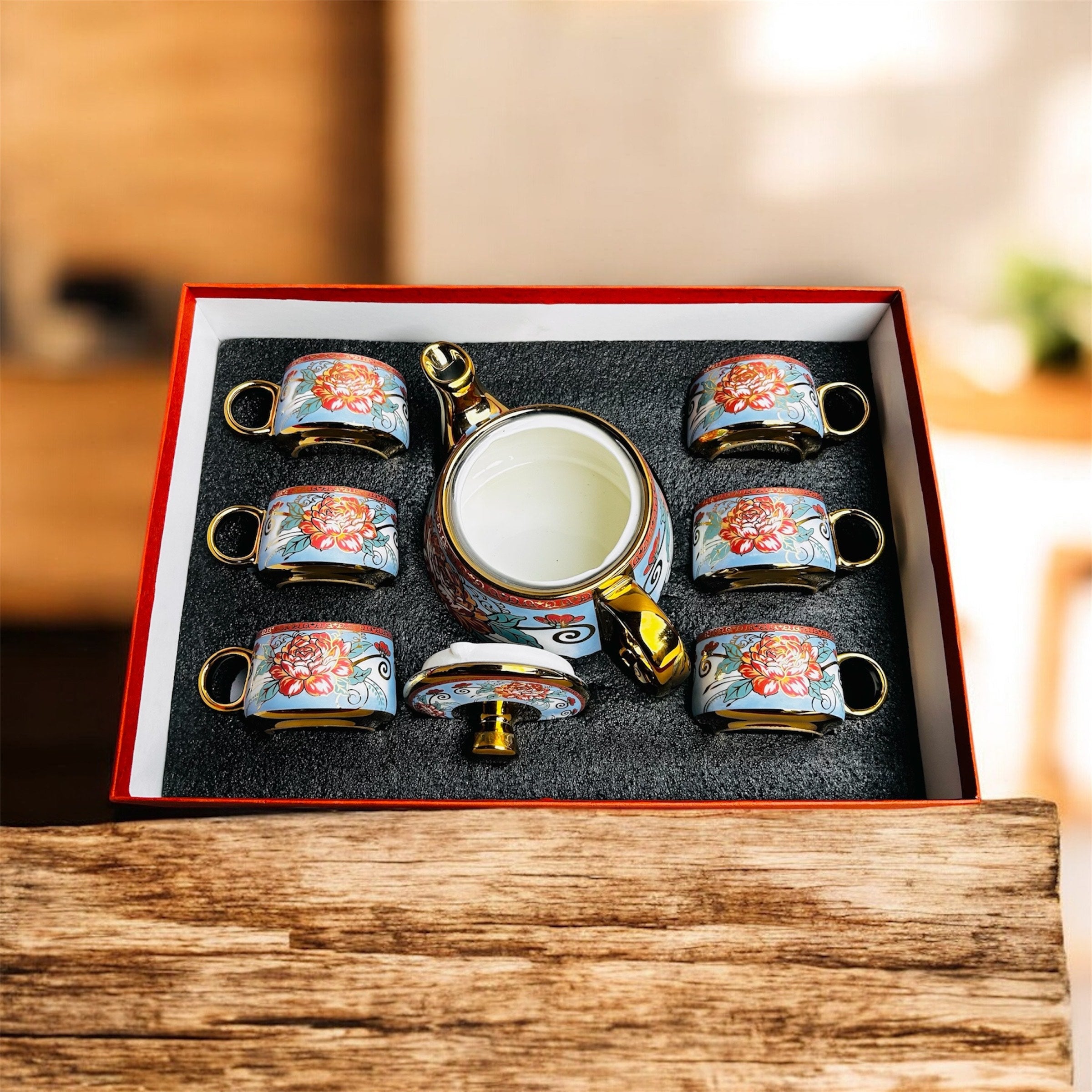 Maharani Garden Royal Tea Set - 100% Chemical Free, Fine Premium Ceramic, Made in Turkey