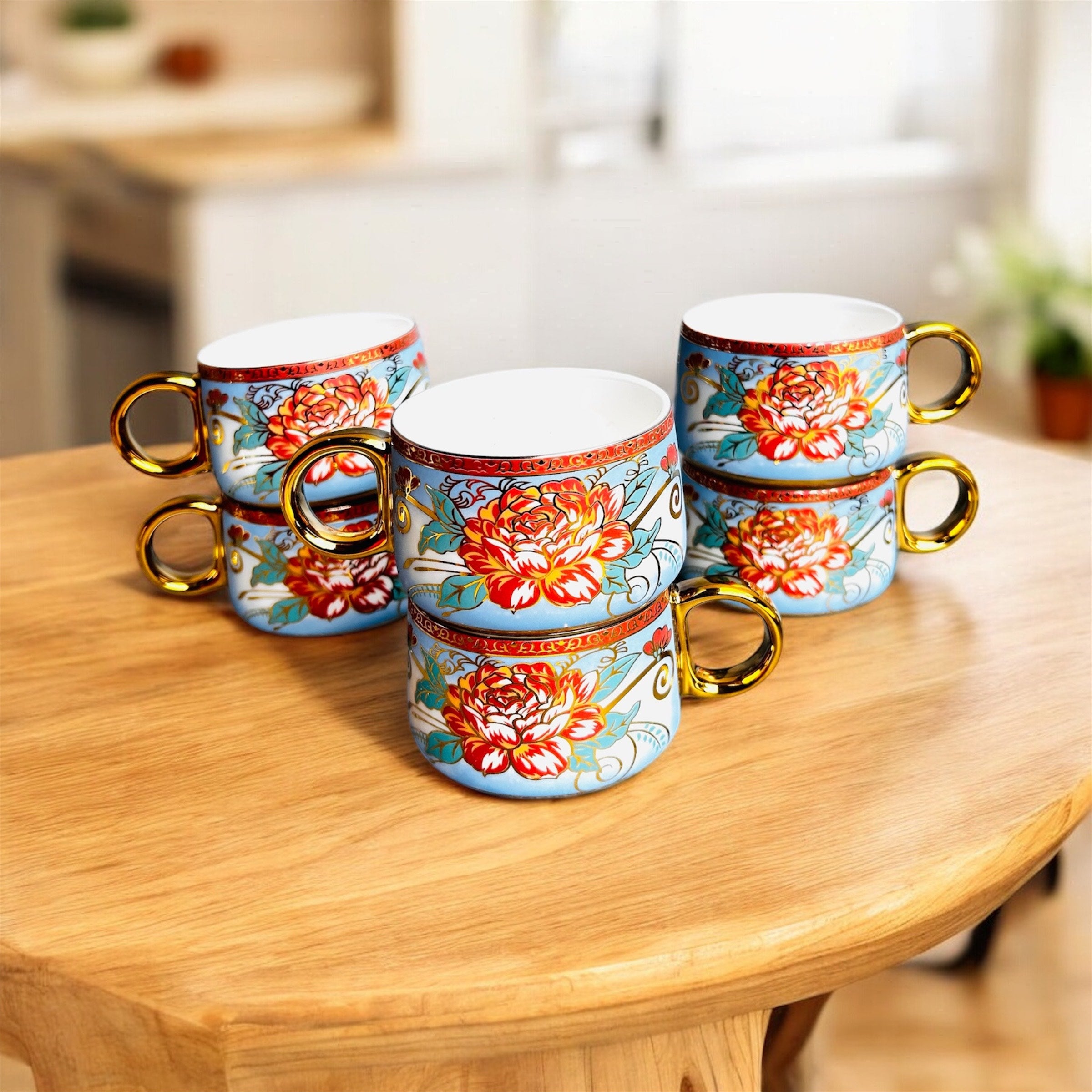 Maharani Garden Royal Tea Set - 100% Chemical Free, Fine Premium Ceramic, Made in Turkey