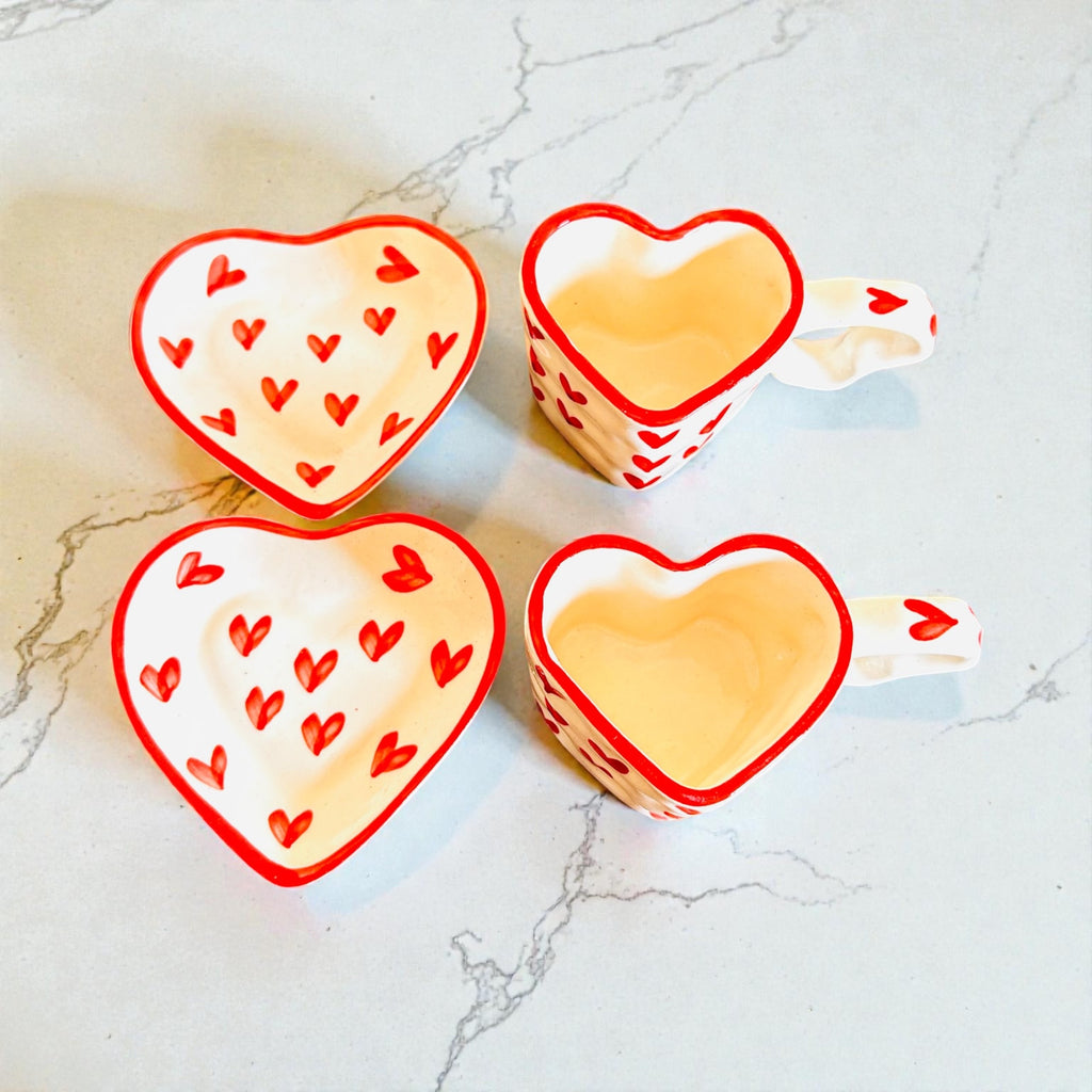She Carries Love Mug (set of 3) - Red, Blue, Orange (100% Chemical Free, Handmade and Hand-Painted)