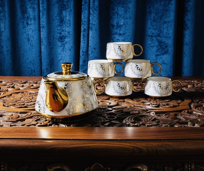 Rajwada Gold Ceramic Tea Set - 100% Chemical free, Made in Turkey