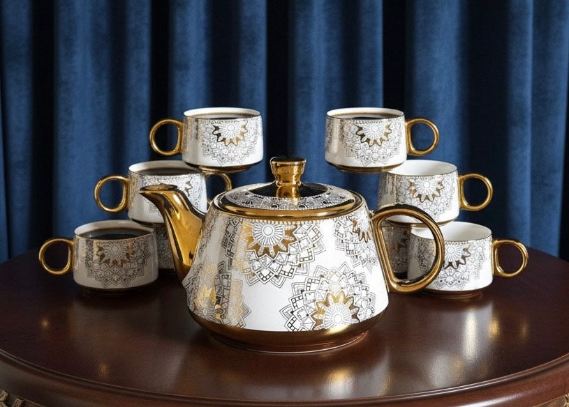 Rajwada Gold Ceramic Tea Set - 100% Chemical free, Made in Turkey