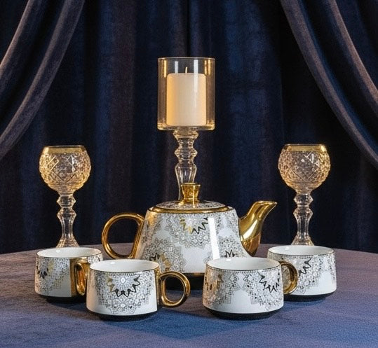 Rajwada Gold Ceramic Tea Set - 100% Chemical free, Made in Turkey