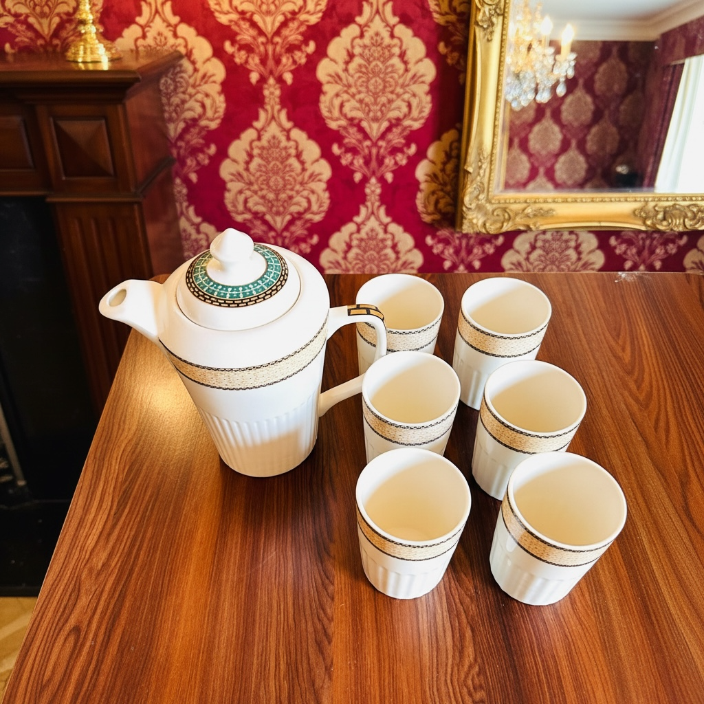 Noor-e-Mahal Premium Porcelain Serving Set (Tea & Sharbat set - 7 Pieces)