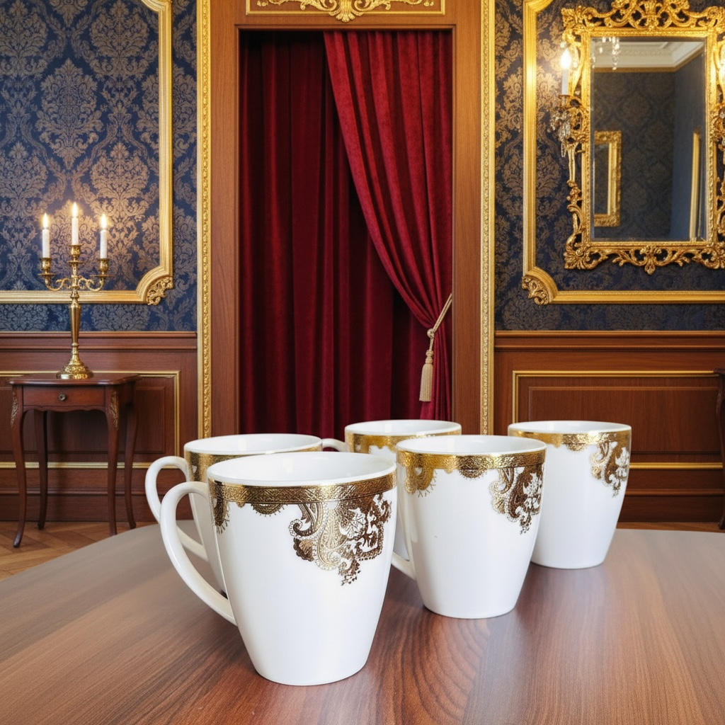 Noor-e-Zar Imperial Tea/Coffee Mug Set (6-Pieces) (Big Size)