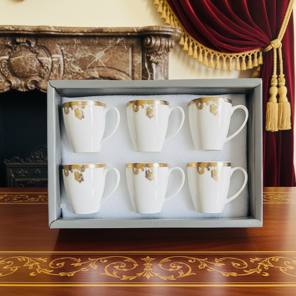 Noor-e-Zar Imperial Tea/Coffee Mug Set (6-Pieces) (Big Size)