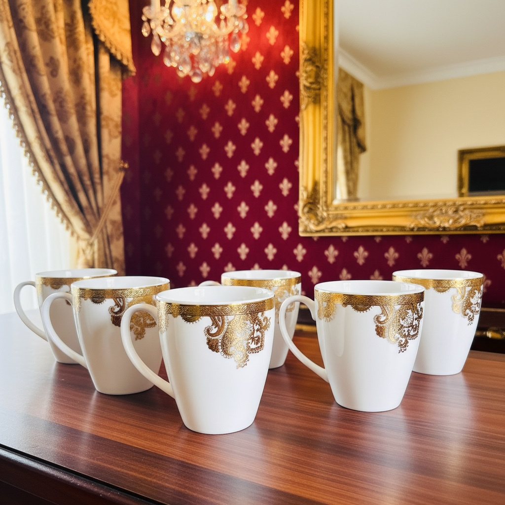 Noor-e-Zar Imperial Tea/Coffee Mug Set (6-Pieces) (Big Size)