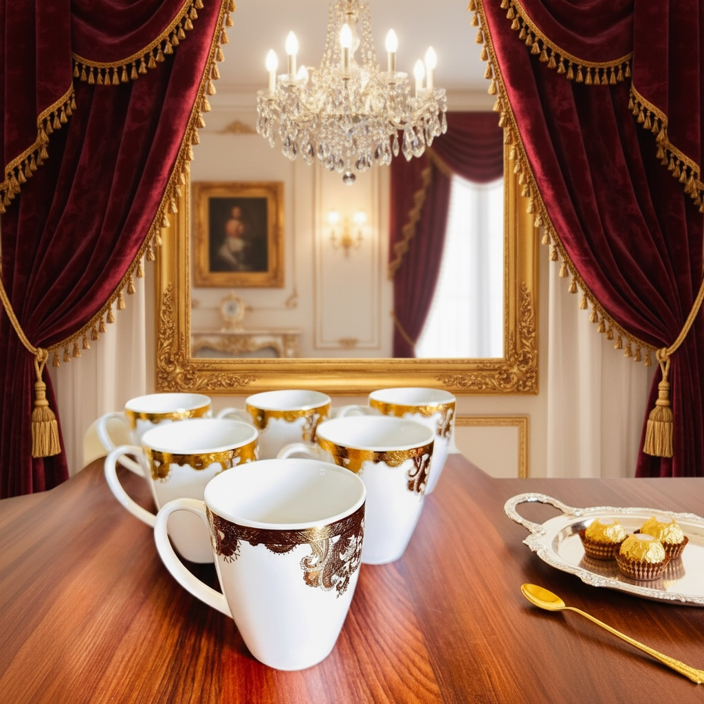Noor-e-Zar Imperial Tea/Coffee Mug Set (6-Pieces) (Big Size)