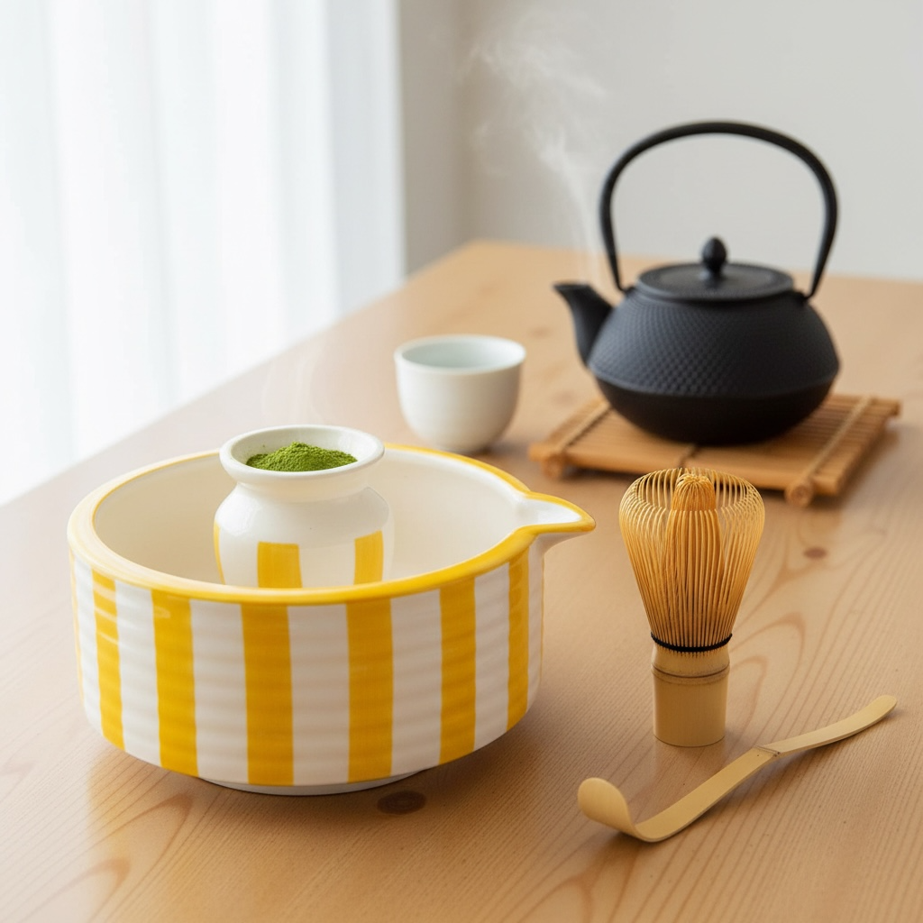 Sunbeam Matcha Ritual Set - Yellow & White - Premium Ceramic & 100% Chemical Free