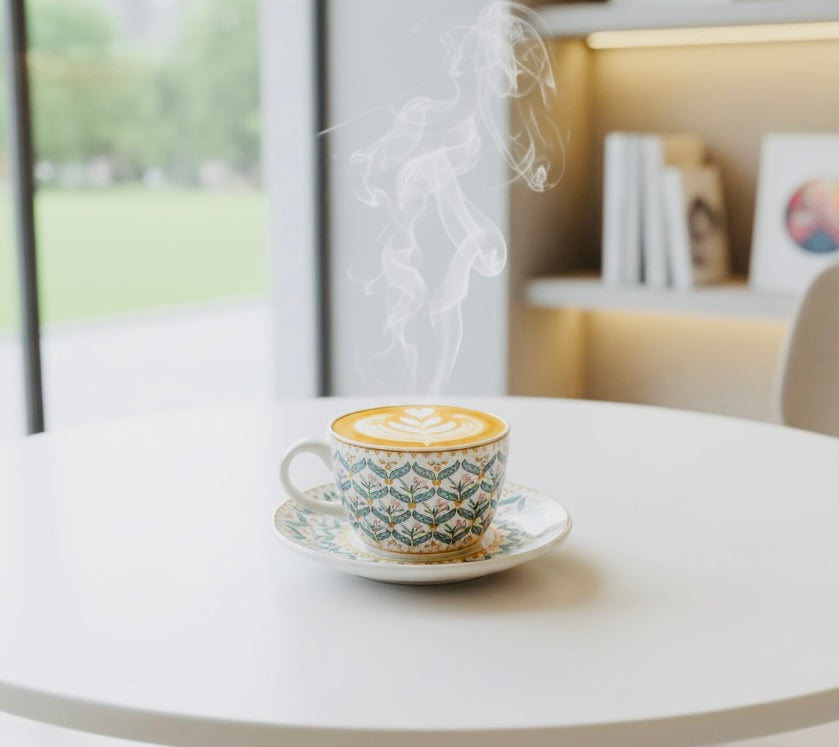 Sapphire Meadow Premium Ceramic Cup & Saucer Set – Set of 12 pieces