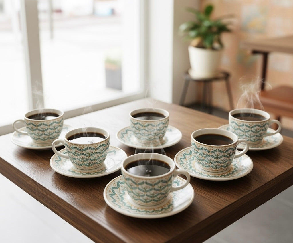 Sapphire Meadow Premium Ceramic Cup & Saucer Set – Set of 12 pieces