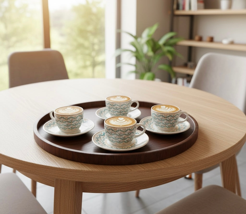Sapphire Meadow Premium Ceramic Cup & Saucer Set – Set of 12 pieces