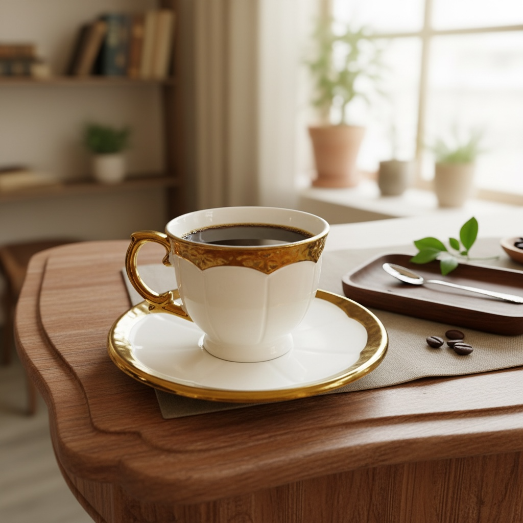 Royal Pearl Gold-Trim Cup & Saucer Collection - Set of 12 Pieces